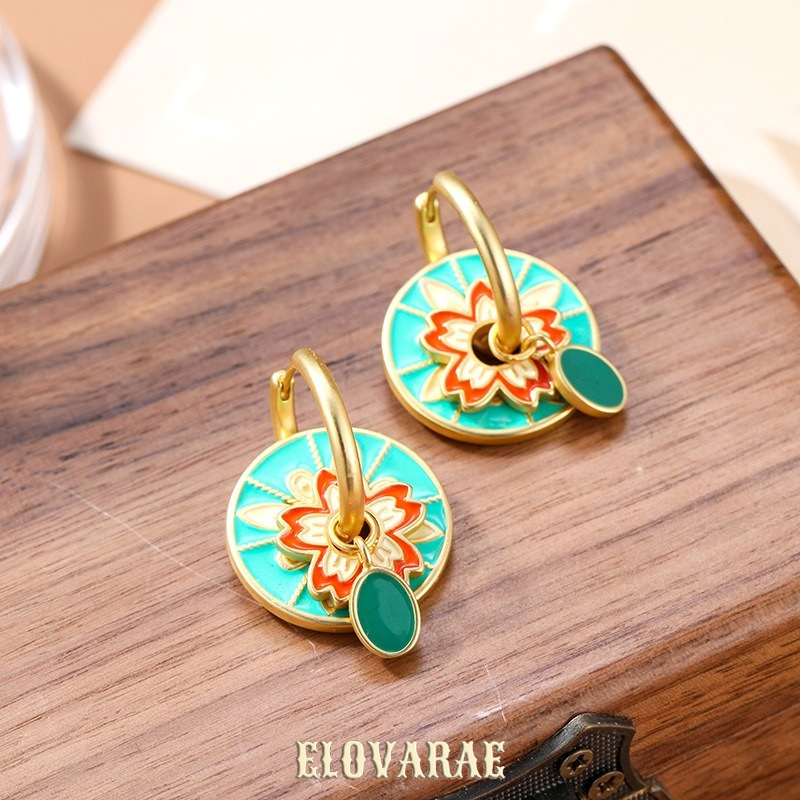Solene Halo Floral Multicolor Drop Earrings product image 3