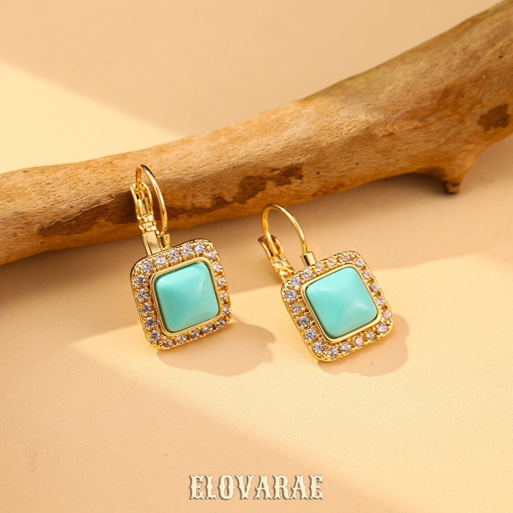Noelle Halo Geometric Turquoise-Tone Drop Earrings product image 3