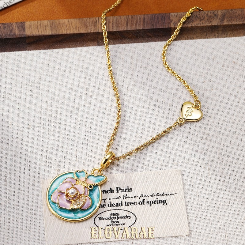 Valentina Halo Butterfly Floral Pendant Necklace product image 3