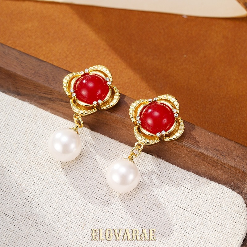 Rosalie Halo Pearl Fringe Stud Earrings product image 3