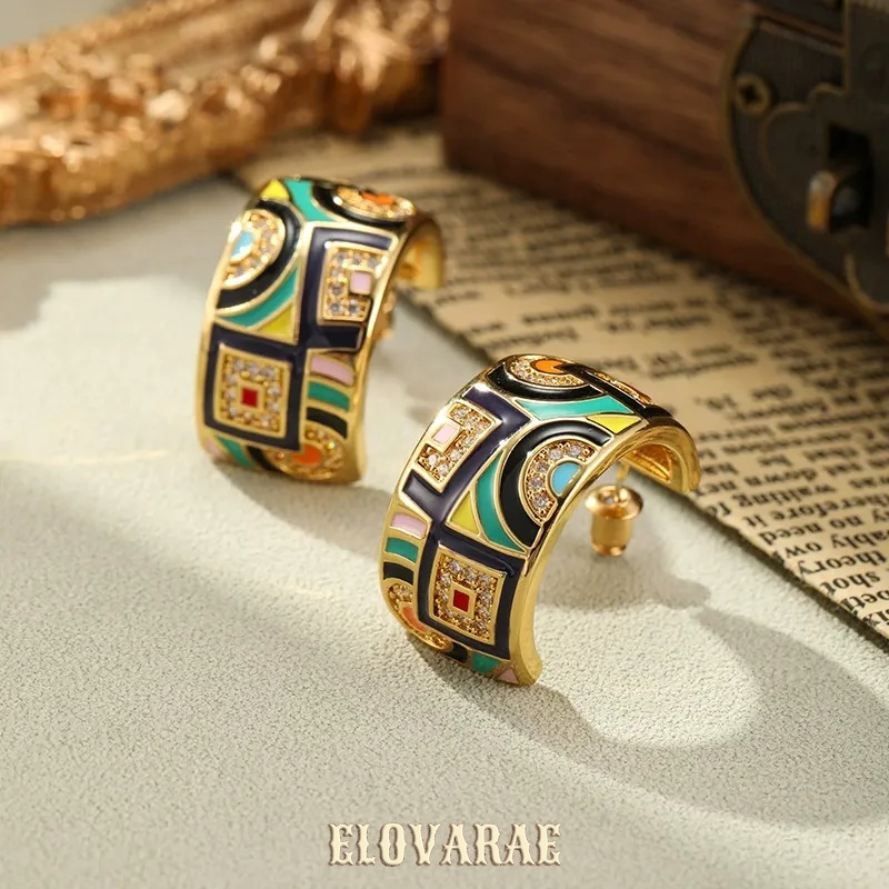 Sabine Halo Enamel Multicolor Stud Earrings product image 3