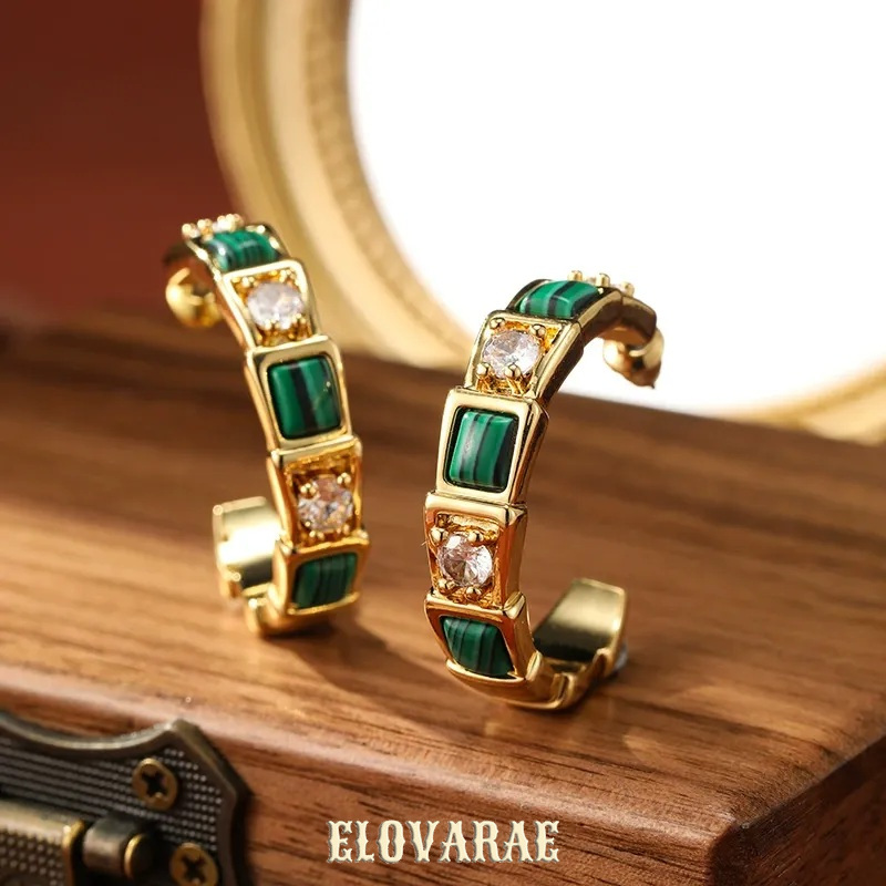 Aurelia Lustre Malachite-Tone Stud Earrings product image 3