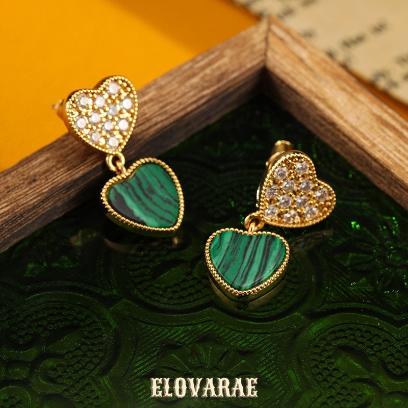 Ophelia Reverie Heart Malachite-Tone Drop Earrings product image 3