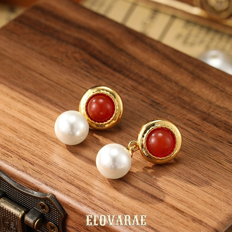Marielle Nocturne Pearl Garnet-Tone Stud Earrings product image 3
