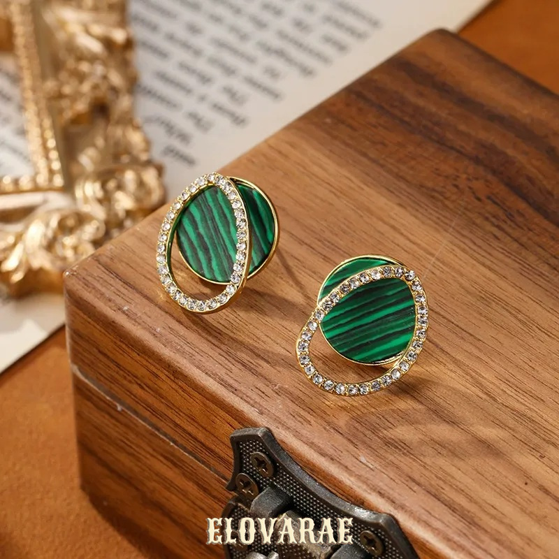 Estelle Gleam Malachite-Tone Stud Earrings product image 3