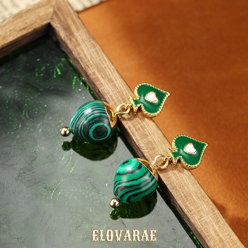 Isolde Petal Heart Malachite-Tone Drop Earrings product image 3