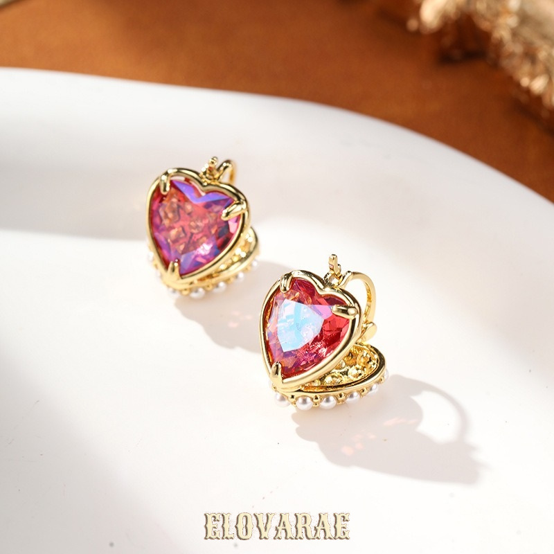 Ophelia Petal Pearl Heart Hoop Earrings product image 3