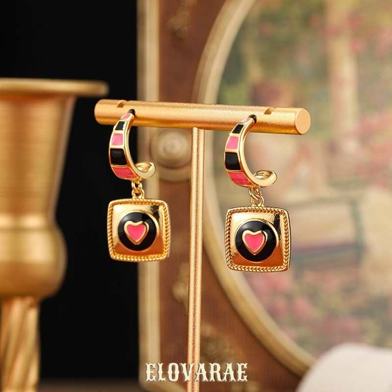 Solene Petal Heart Enamel Drop Earrings product image 3