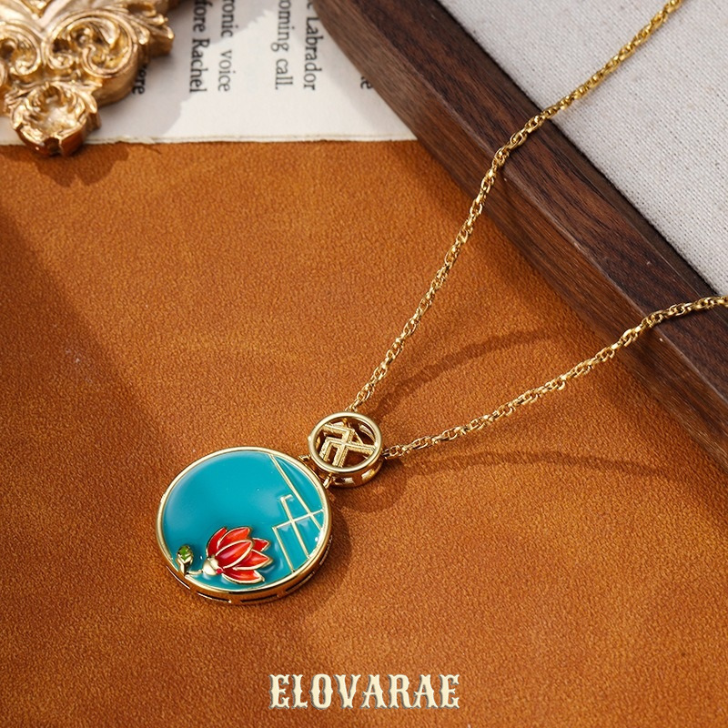 Celeste Bloom Lotus Enamel Pendant Necklace product image 4