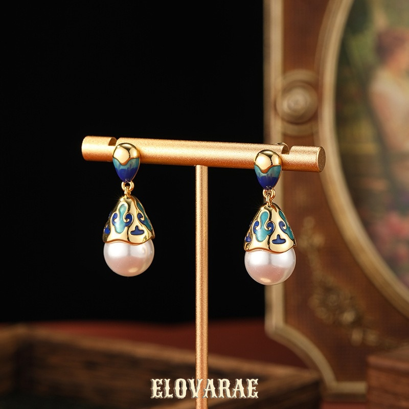 Seraphine Bloom Pearl Enamel Drop Earrings product image 4