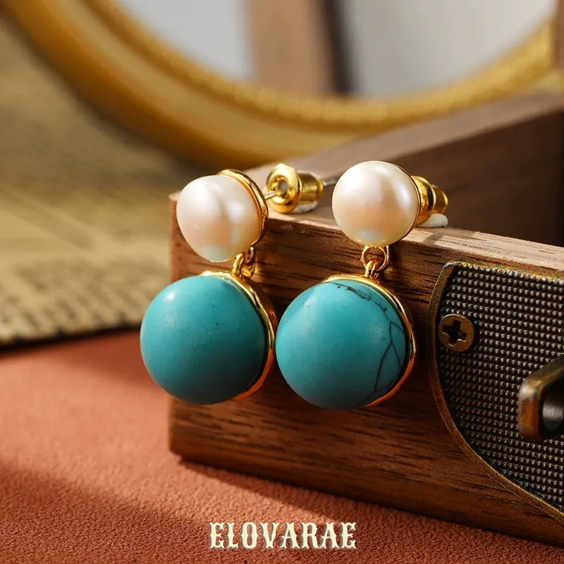 Isolde Bloom Pearl Turquoise-Tone Drop Earrings product image 4
