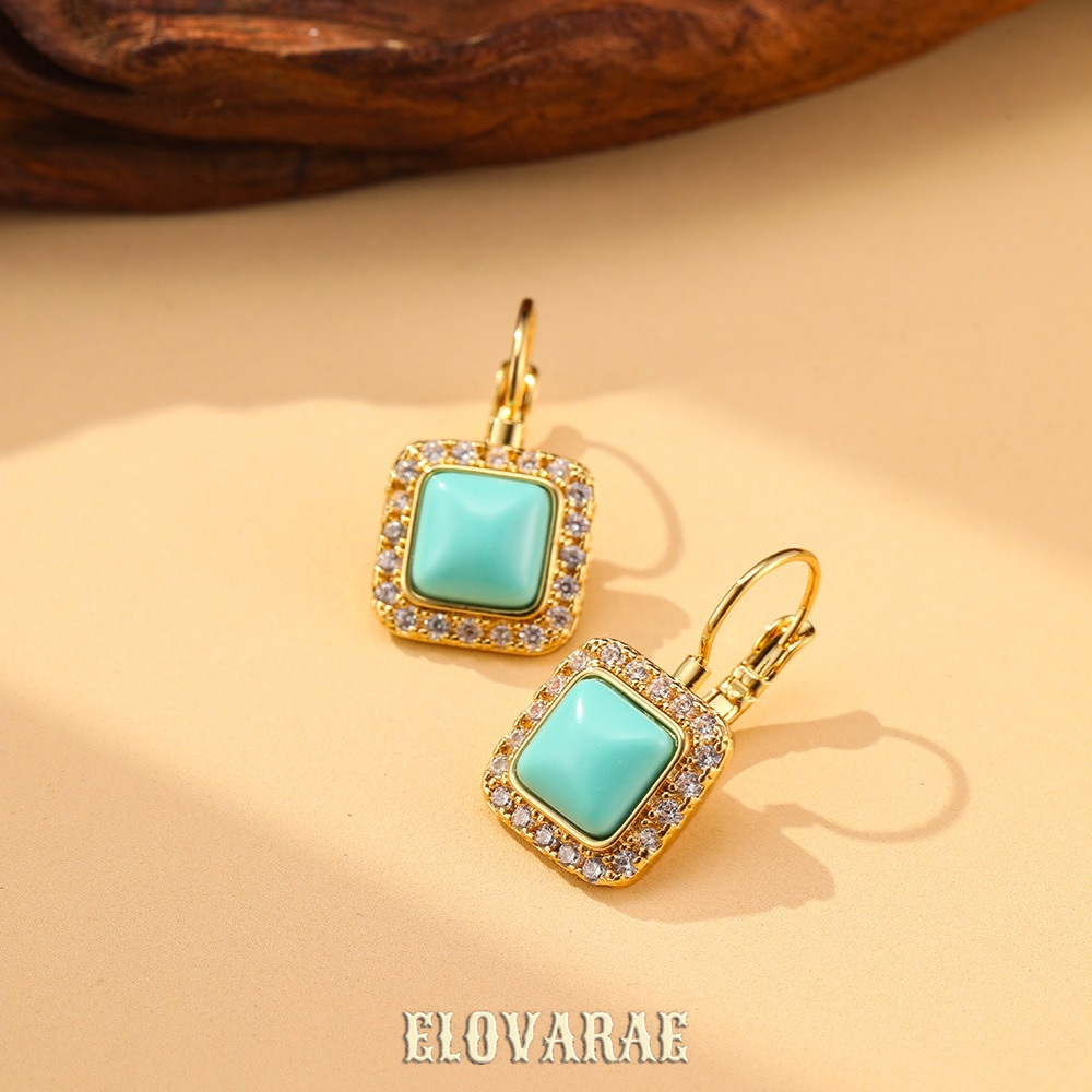 Noelle Halo Geometric Turquoise-Tone Drop Earrings product image 4