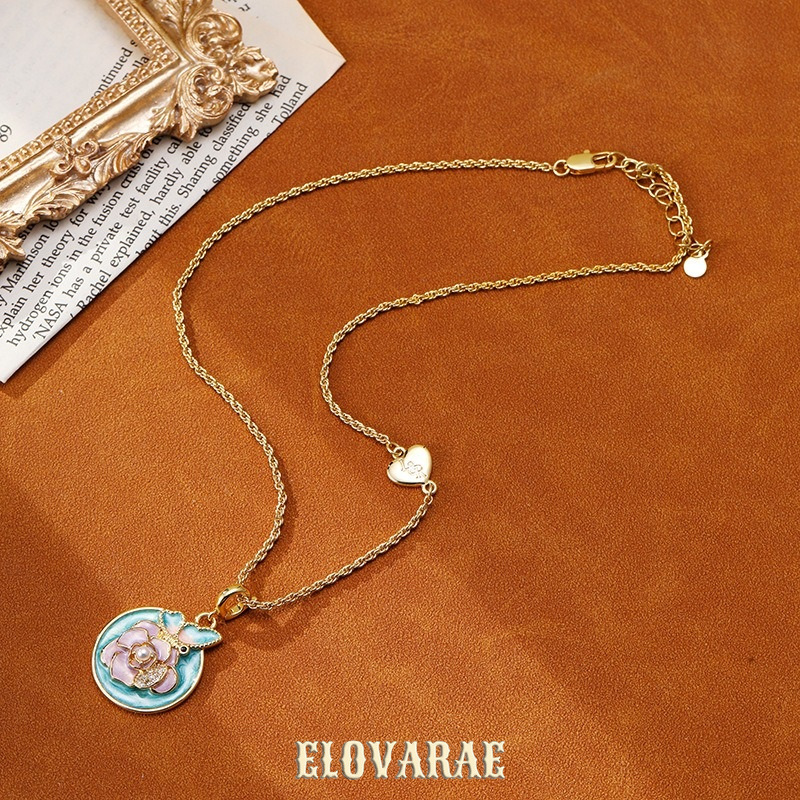 Valentina Halo Butterfly Floral Pendant Necklace product image 4