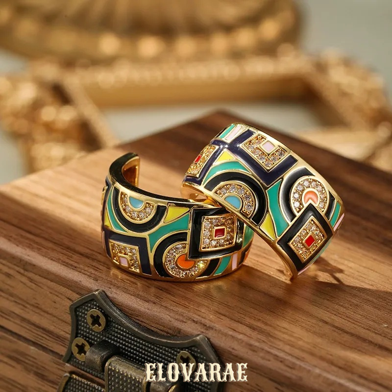 Sabine Halo Enamel Multicolor Stud Earrings product image 4