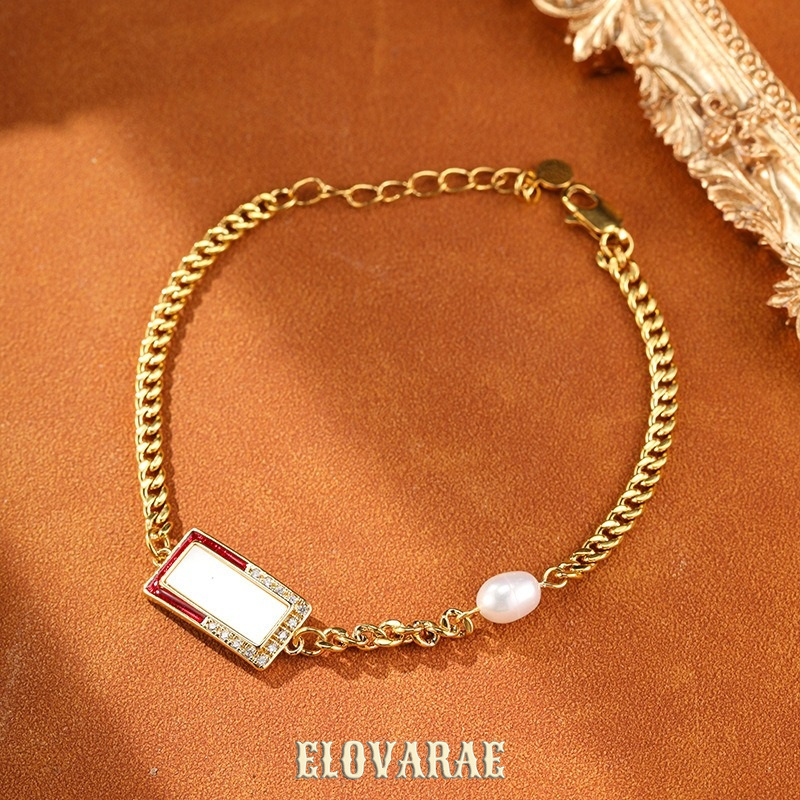 Amara Reverie Pearl Geometric Chain Bracelet product image 5