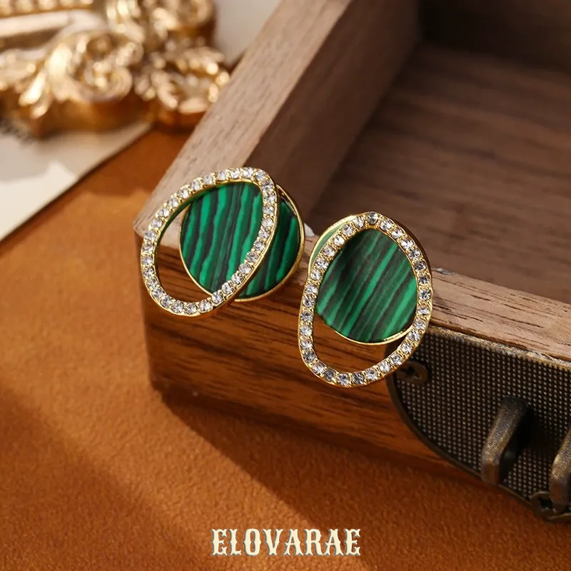 Estelle Gleam Malachite-Tone Stud Earrings product image 4