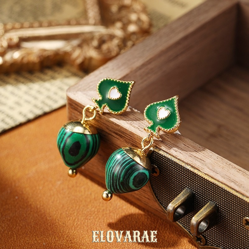 Isolde Petal Heart Malachite-Tone Drop Earrings product image 4