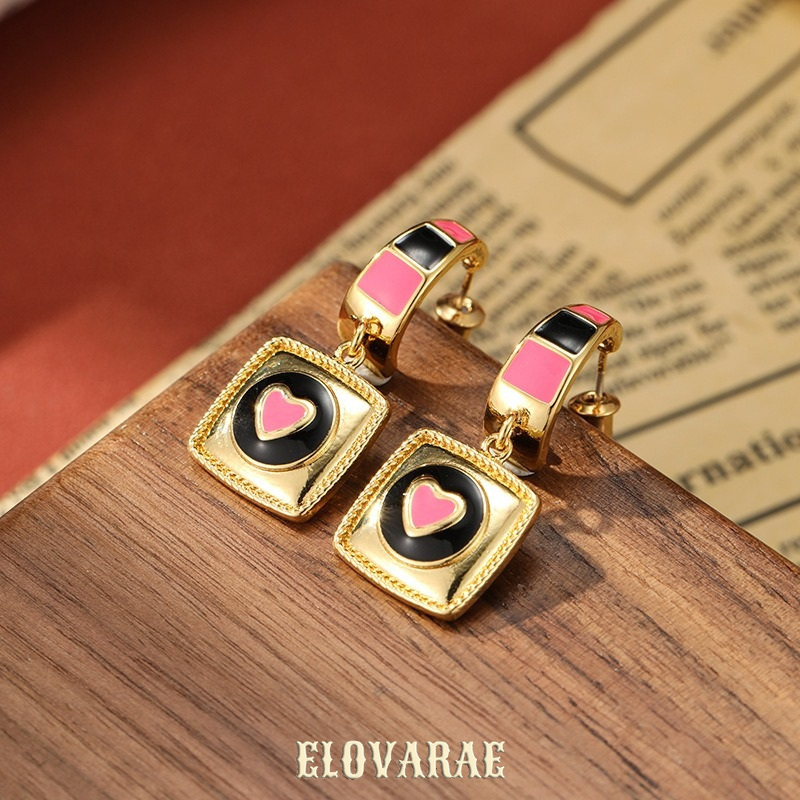 Solene Petal Heart Enamel Drop Earrings product image 4