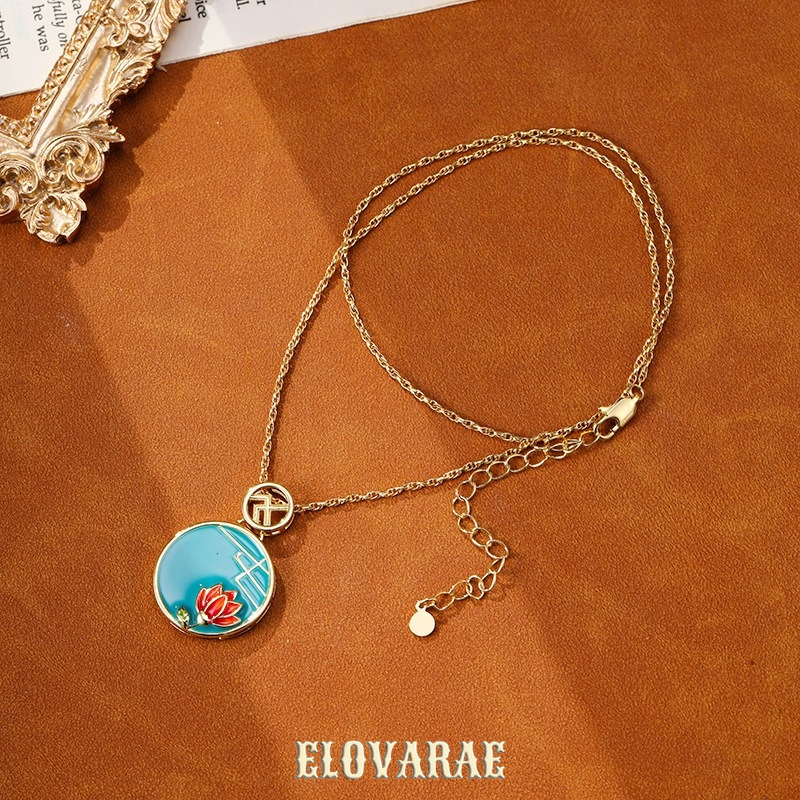 Celeste Bloom Lotus Enamel Pendant Necklace product image 5