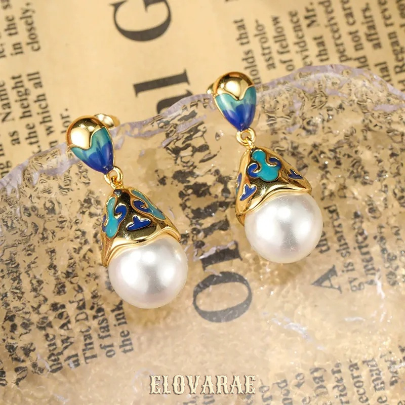 Seraphine Bloom Pearl Enamel Drop Earrings product image 5