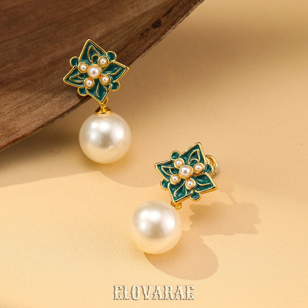 Liora Halo Pearl Floral Drop Earrings product image 5
