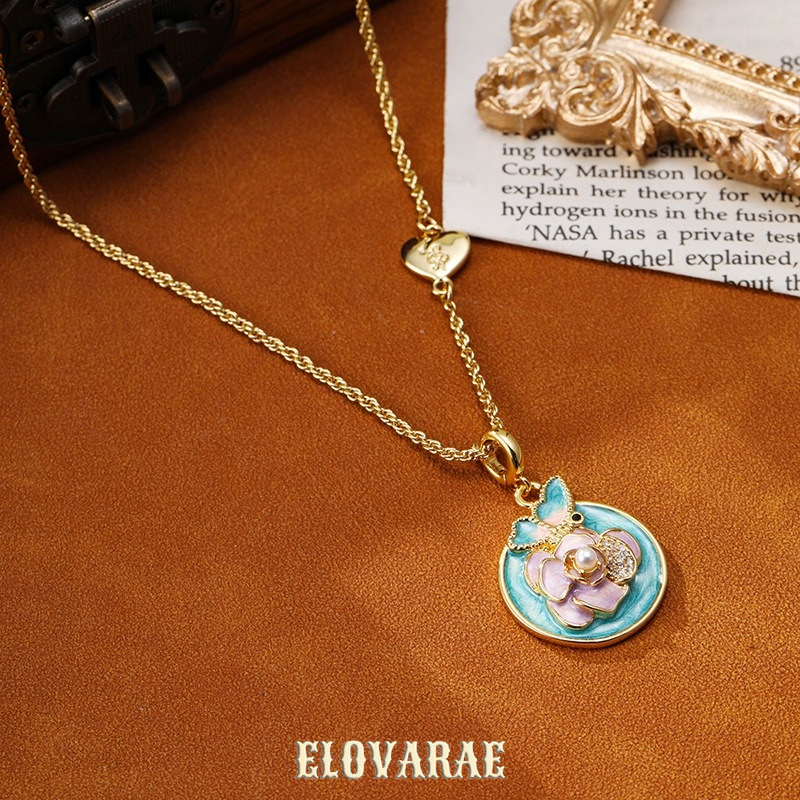 Valentina Halo Butterfly Floral Pendant Necklace product image 5
