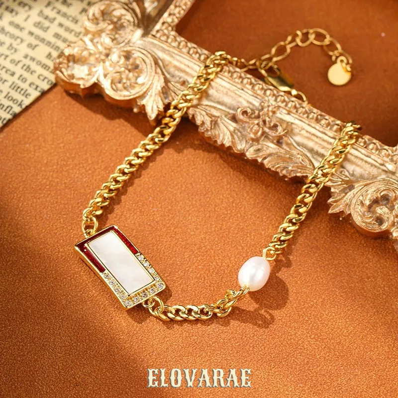 Amara Reverie Pearl Geometric Chain Bracelet product image 6