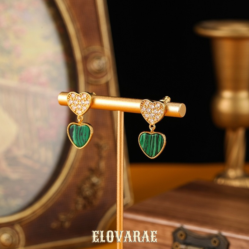 Ophelia Reverie Heart Malachite-Tone Drop Earrings product image 5