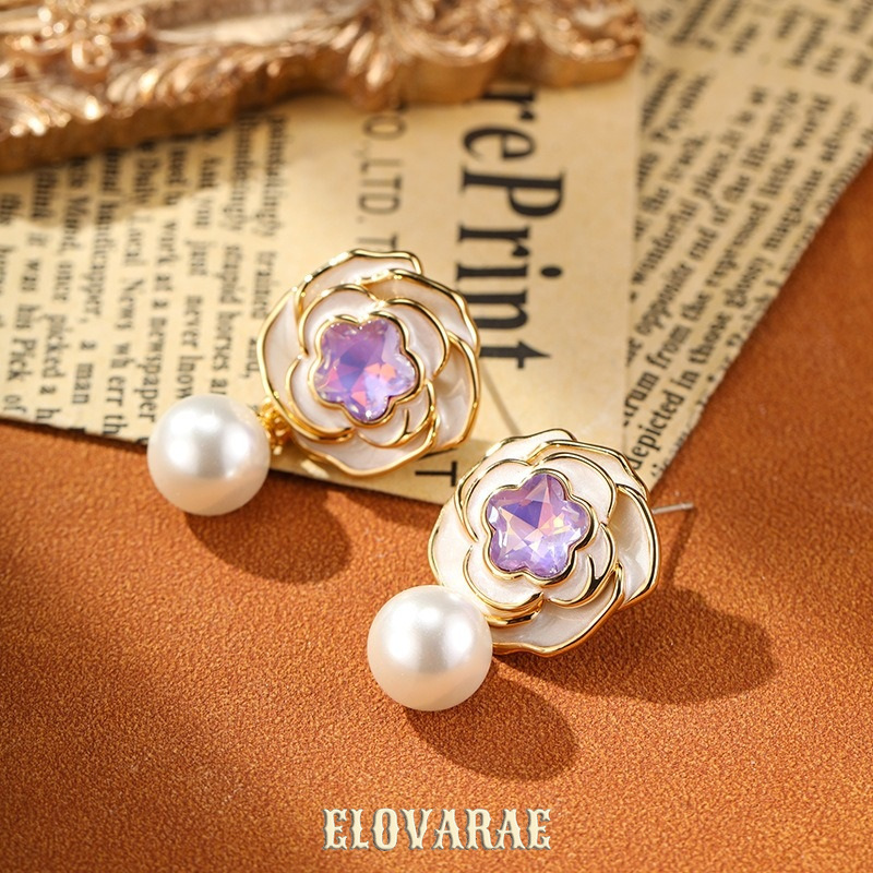 Marielle Gleam Camellia Enamel Drop Earrings product image 5