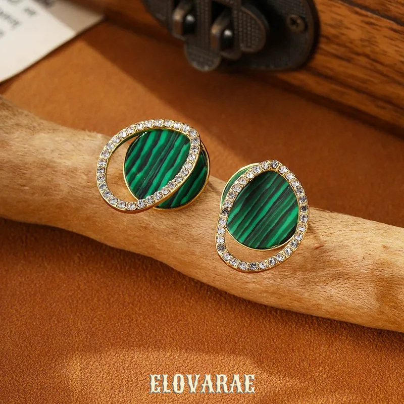 Estelle Gleam Malachite-Tone Stud Earrings product image 5