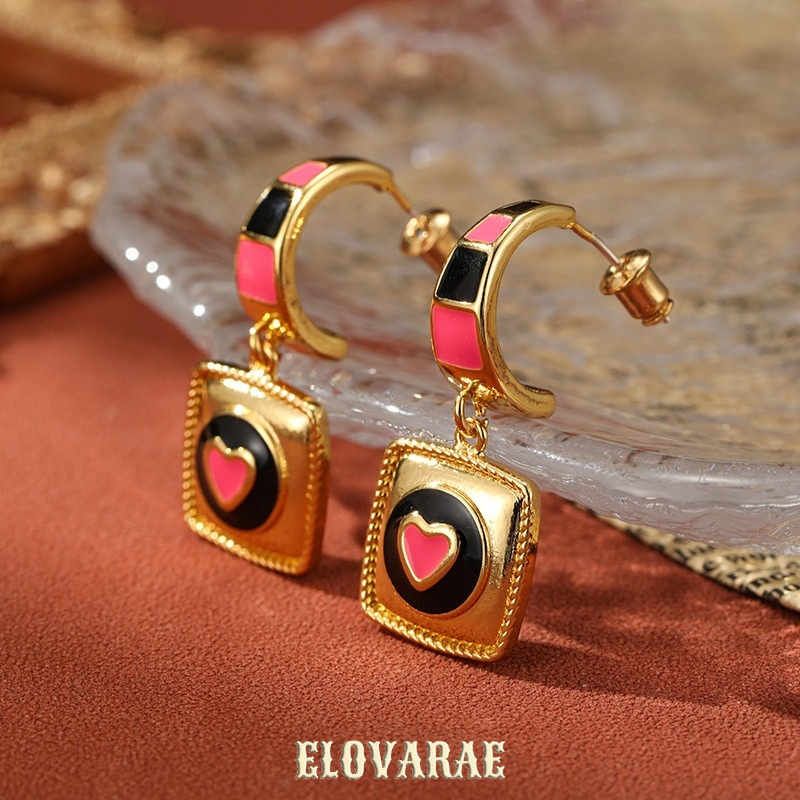 Solene Petal Heart Enamel Drop Earrings product image 5