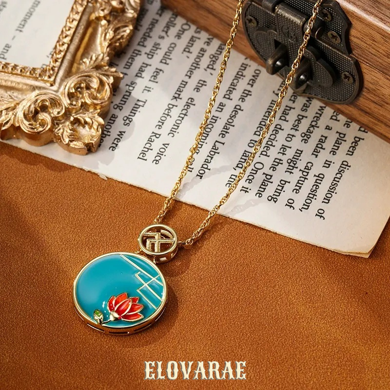 Celeste Bloom Lotus Enamel Pendant Necklace product image 6