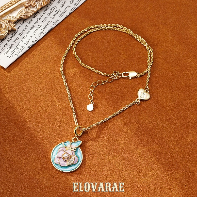 Valentina Halo Butterfly Floral Pendant Necklace product image 6