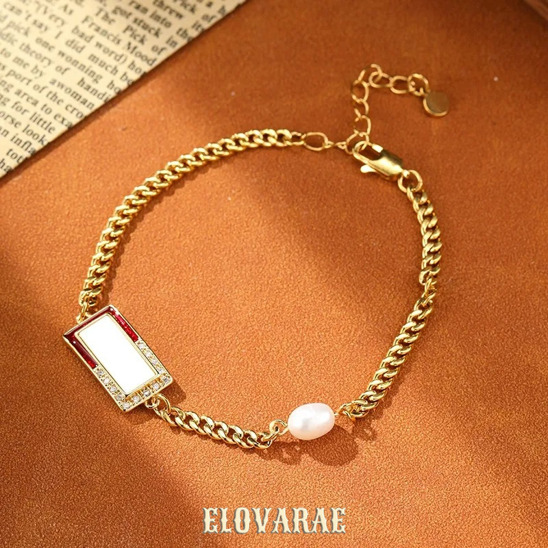 Amara Reverie Pearl Geometric Chain Bracelet product image 7