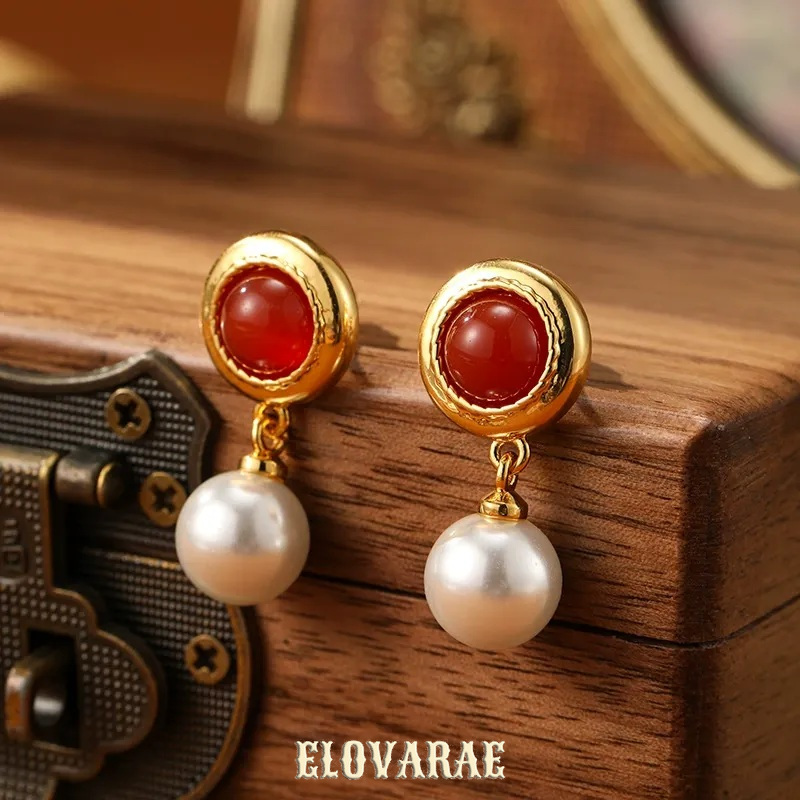 Marielle Nocturne Pearl Garnet-Tone Stud Earrings product image 6