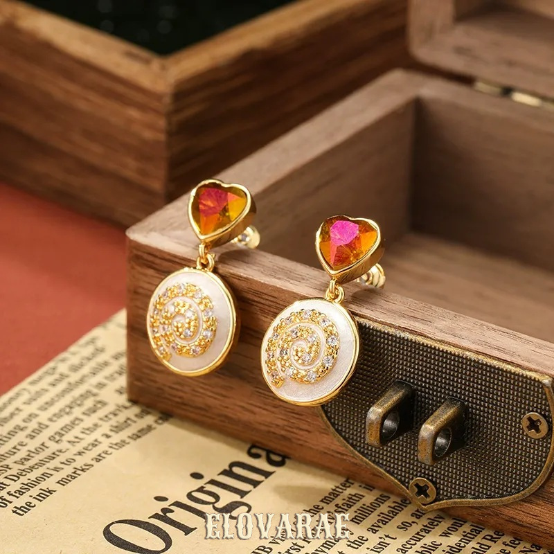 Noelle Petal Heart Enamel Drop Earrings product image 6