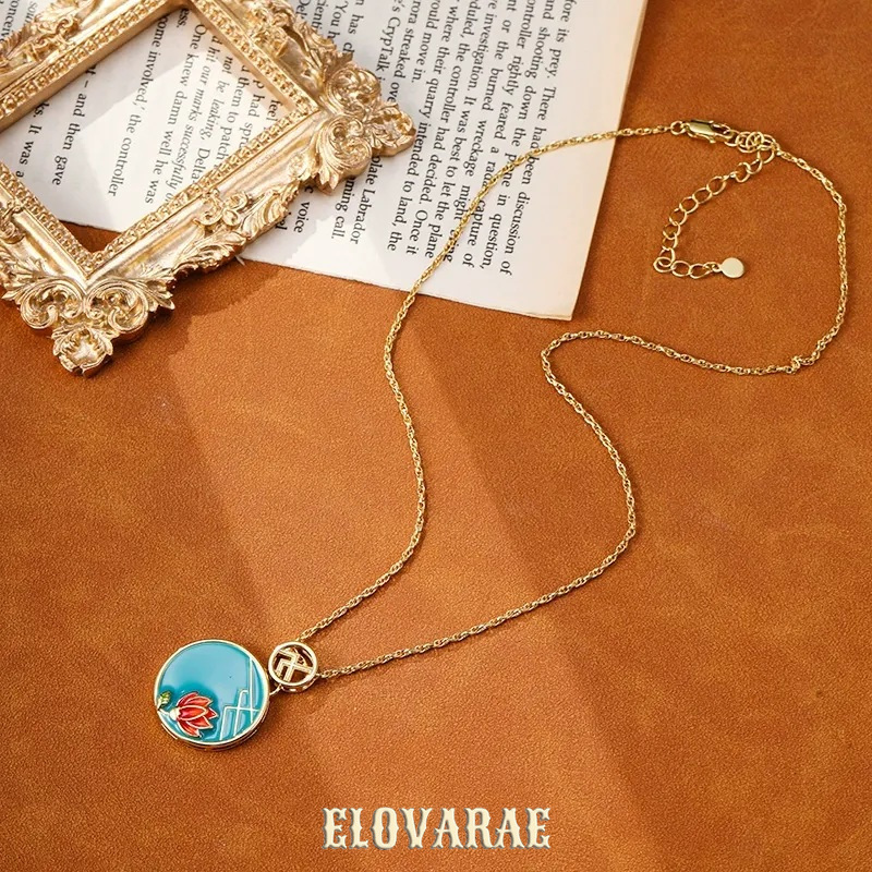 Celeste Bloom Lotus Enamel Pendant Necklace product image 7