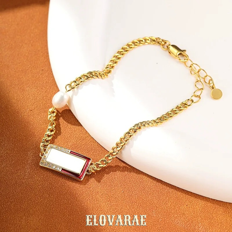Amara Reverie Pearl Geometric Chain Bracelet product image 8