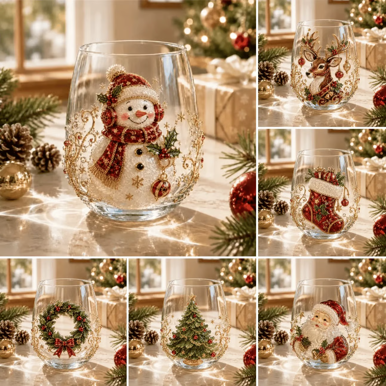 🎄✨Christmas Glass Art Cup – A Magical Holiday Gift🎁
