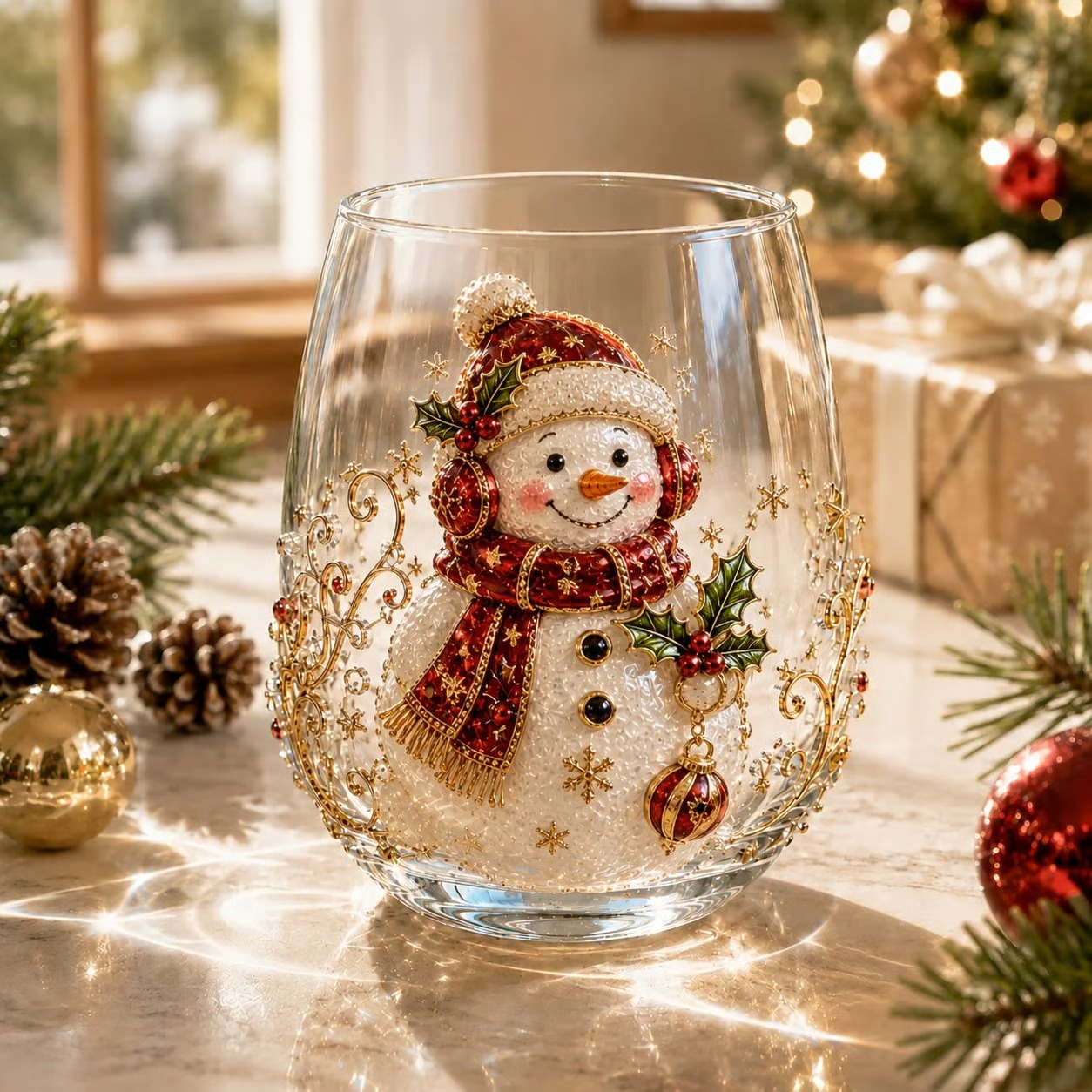 🎄✨Christmas Glass Art Cup – A Magical Holiday Gift🎁