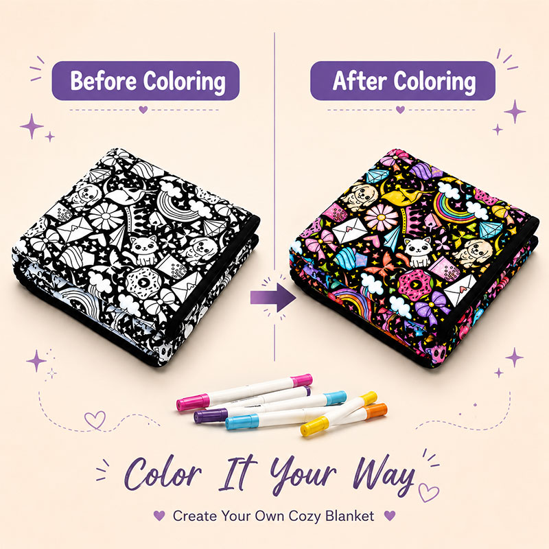 60% OFF✨Color Your Own Cozy Blanket Set – 24 Markers Included 🎨