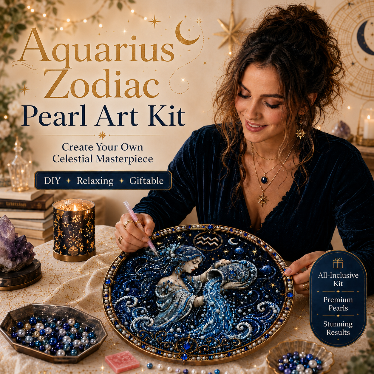 🌙 65% OFF – Your Zodiac, Your Art ✨ 12 Zodiac Pearl Art DIY Kit