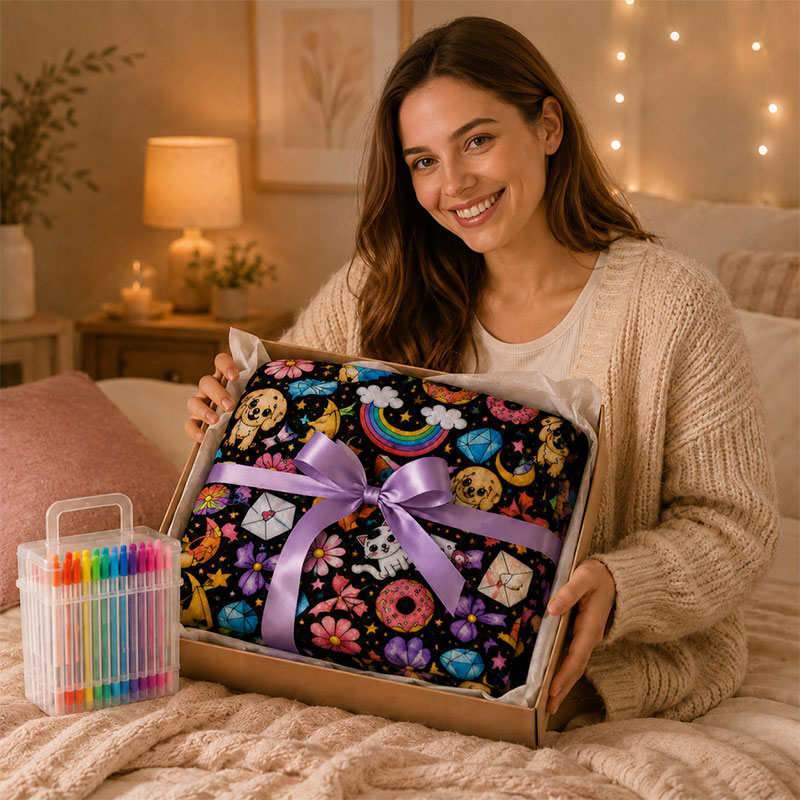 60% OFF✨Color Your Own Cozy Blanket Set – 24 Markers Included 🎨