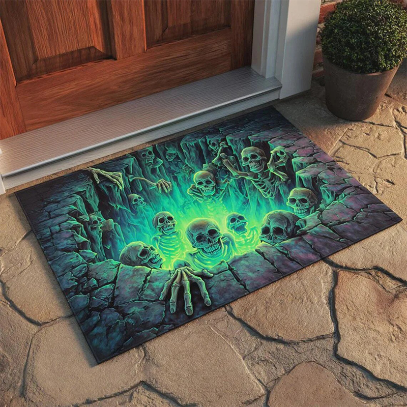 👀 3D Halloween Optical Illusion Door Mat -Spooky Non-Slip Entryway Rug 🎃