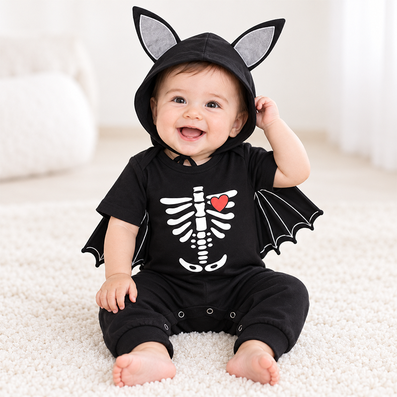🎃 60% OFF – Baby's 1st Halloween Bat Romper - Super Soft Winged Hooded Onesie 🦇