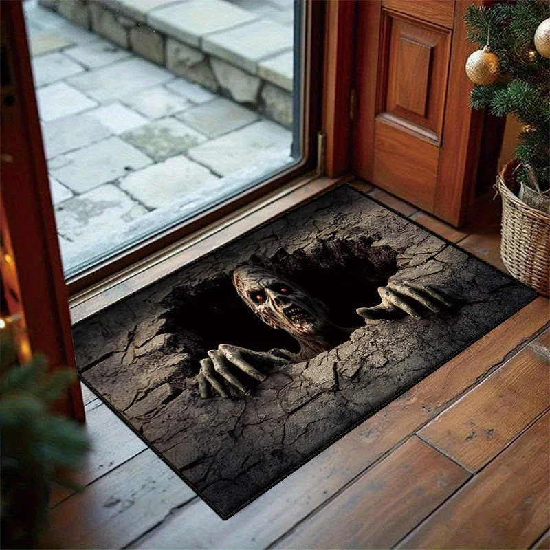 👀 3D Halloween Optical Illusion Door Mat -Spooky Non-Slip Entryway Rug 🎃