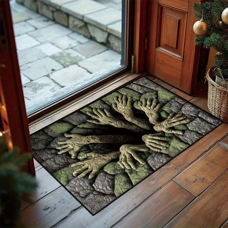 👀 3D Halloween Optical Illusion Door Mat -Spooky Non-Slip Entryway Rug 🎃
