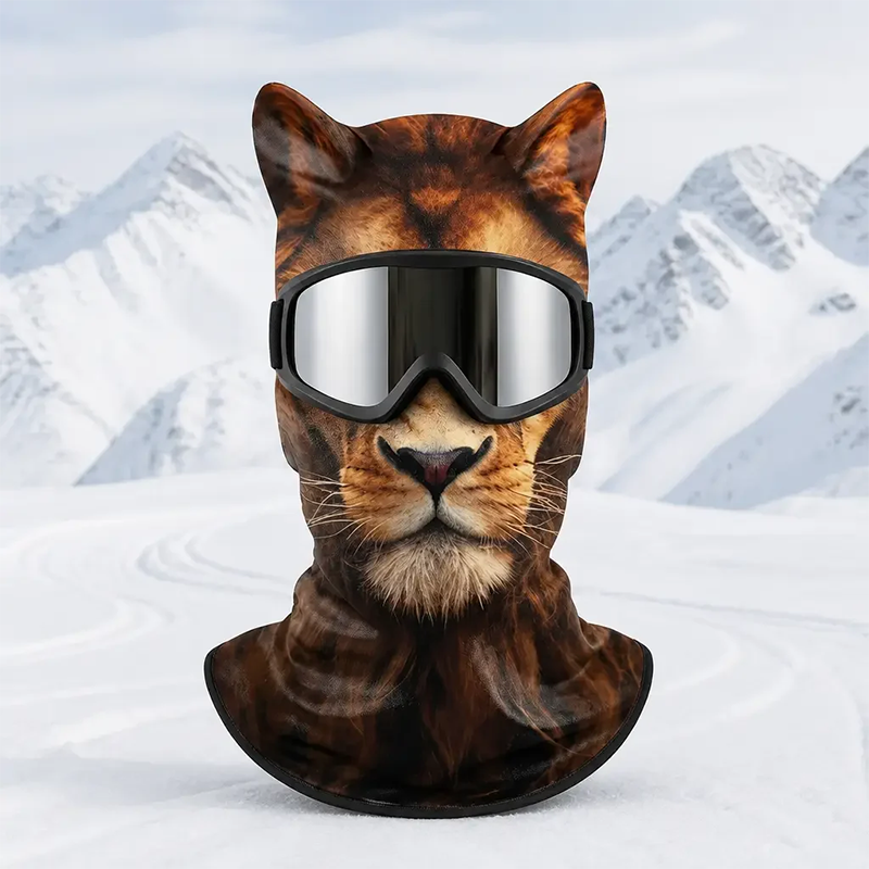 🔥 50% OFF – Fleece-lined wild animal print ski balaclava 🐺❄️