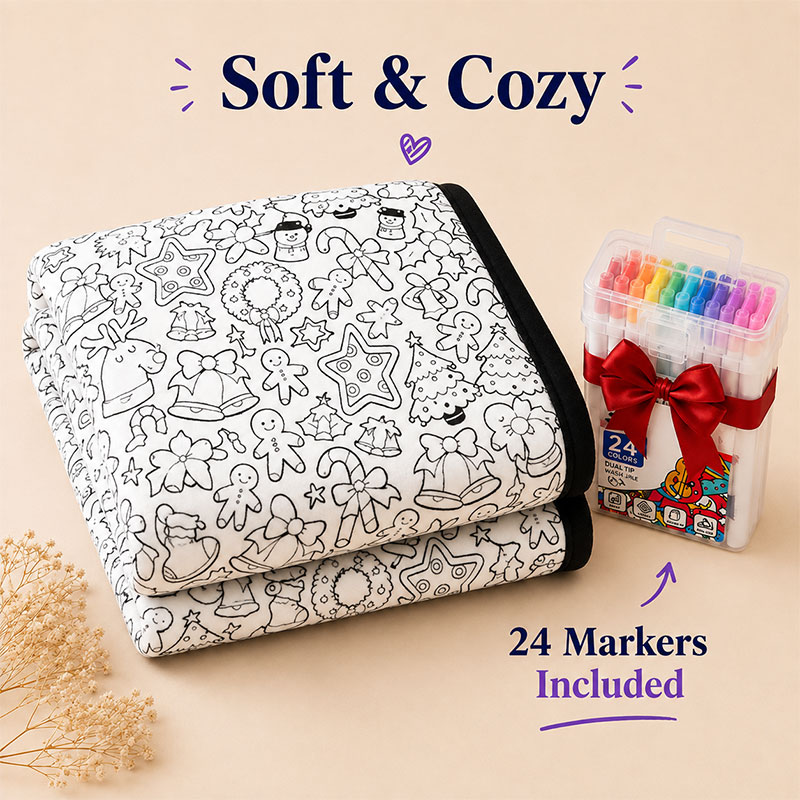 🎨 60% OFF ✨ Create Your Own Cozy Blanket – 24 Markers Included | New Christmas Edition 🎄