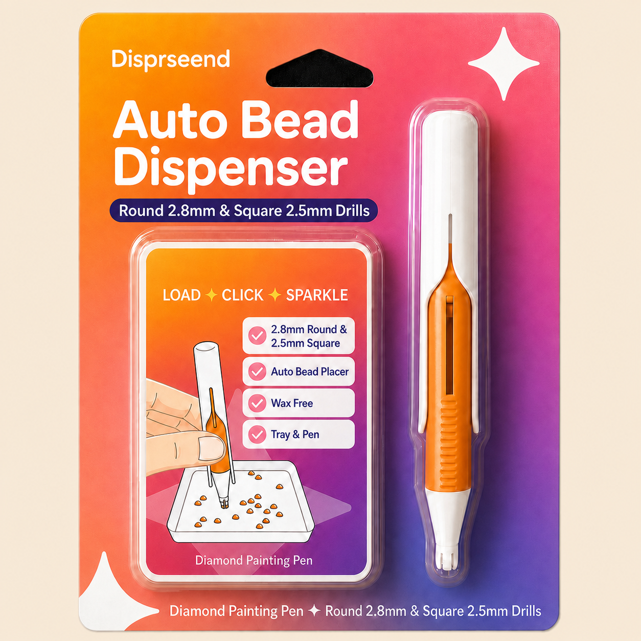 Wax-Free Automatic Diamond Painting Drill Dispenser - Orange